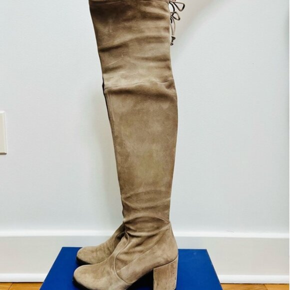 Stuart Weitzman Highland The Knee Boot Suede Grey Taupe Size 8.5 - Picture 3 of 7